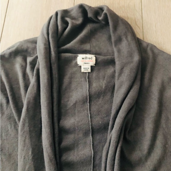 Aritzia Wilfred Silk Cashmere Waterfall Open Front Cardigan in Grey Size S - Picture 7 of 13